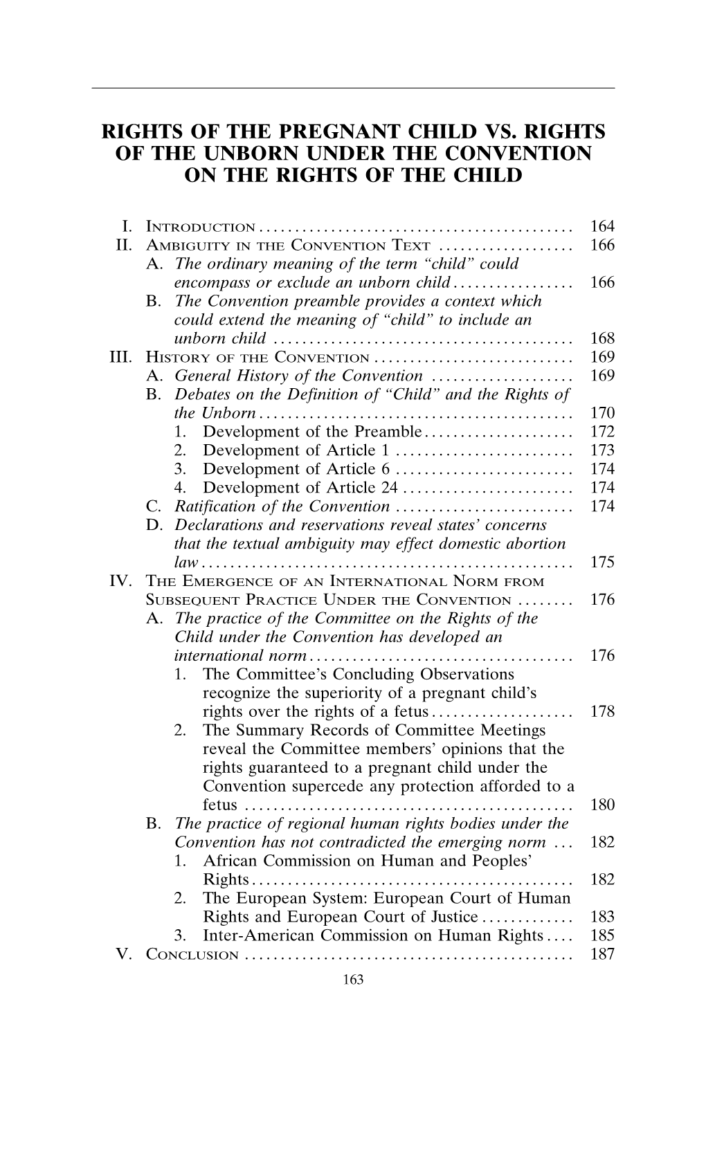 Rights of the Pregnant Child Vs. Rights of the Unborn Under the Convention on the Rights of the Child