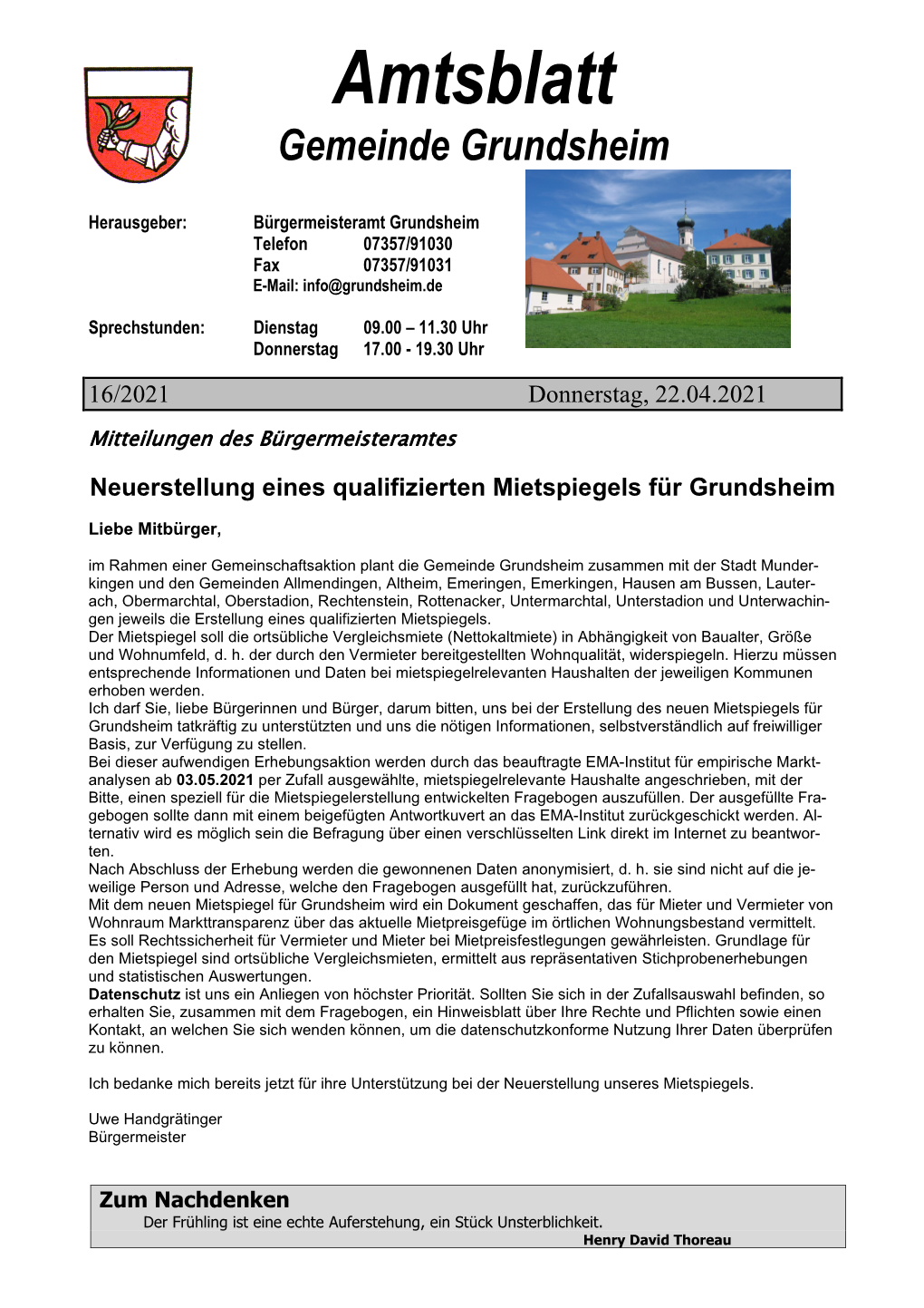 Amtsblatt Gemeinde Grundsheim