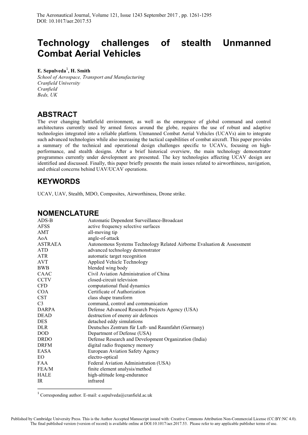 Technology Challenges of Stealth Unmanned Combat Aerial Vehicles