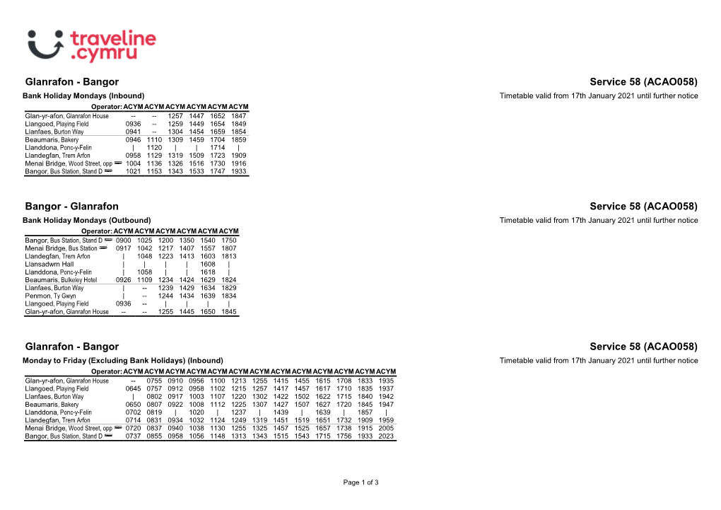 Timetable 058ACA4