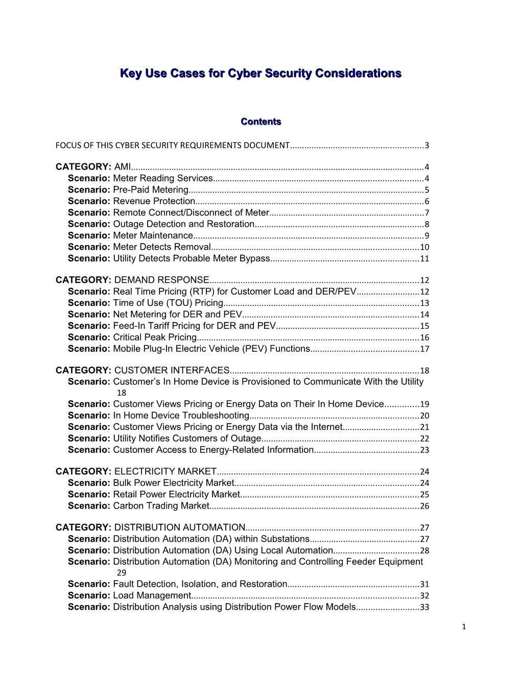 Key Use Cases for Cyber Security Considerations