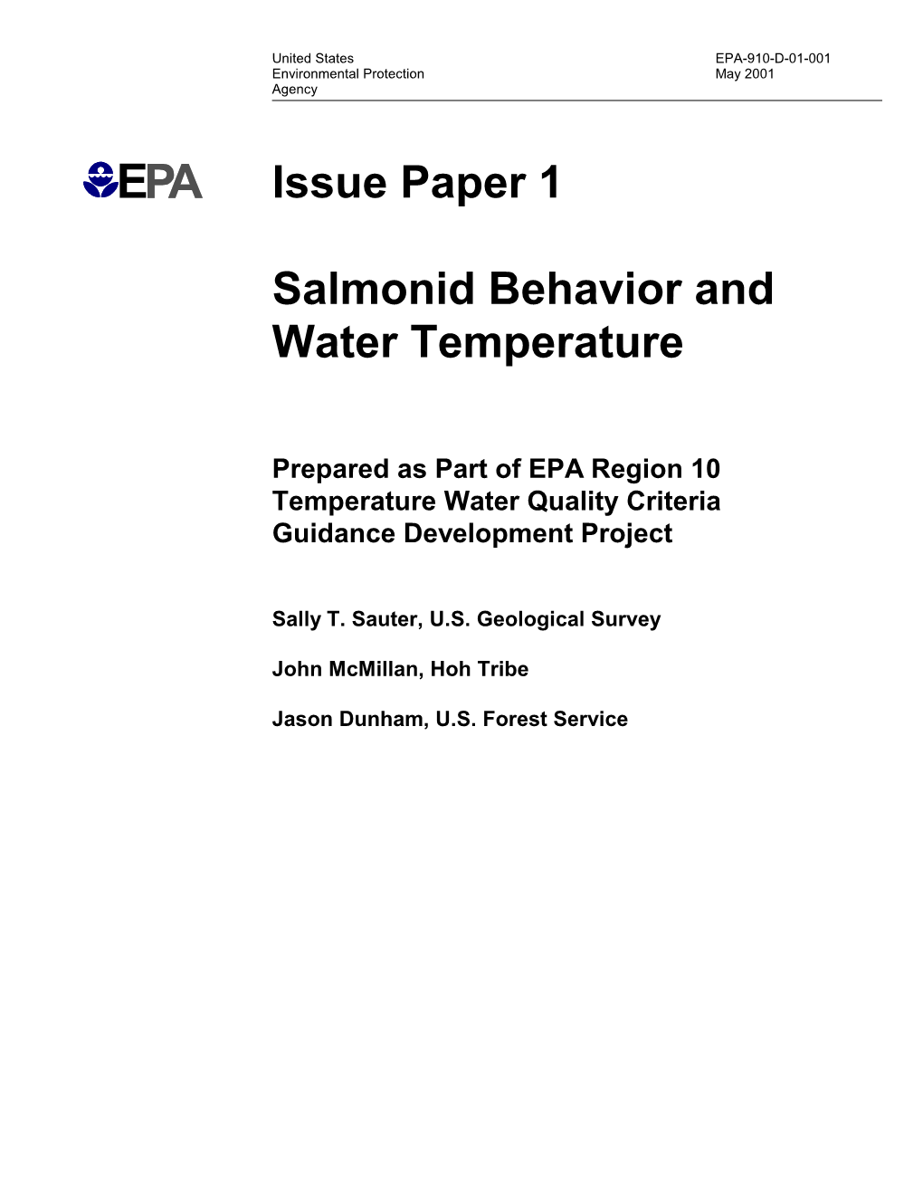 Issue Paper 1: Salmonid Behavior and Water Temperature