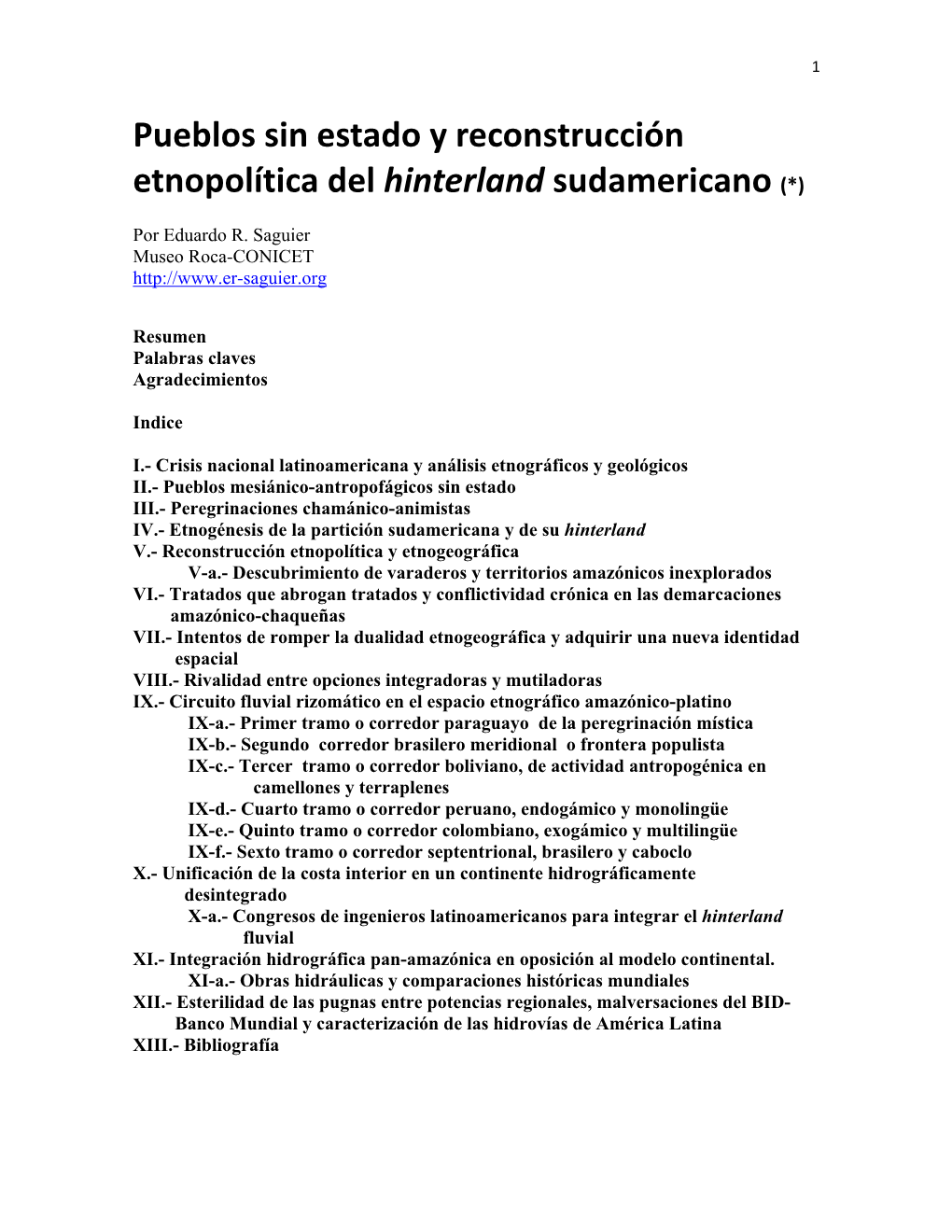 Pueblos Sin Estado Y Reconstrucción Etnopolítica Del Hinterland Sudamericano (*)