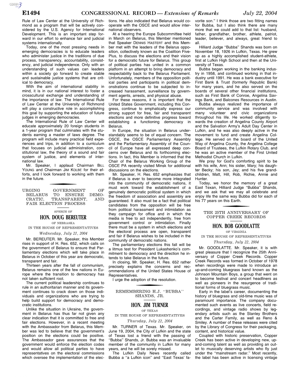 CONGRESSIONAL RECORD— Extensions of Remarks E1494 HON