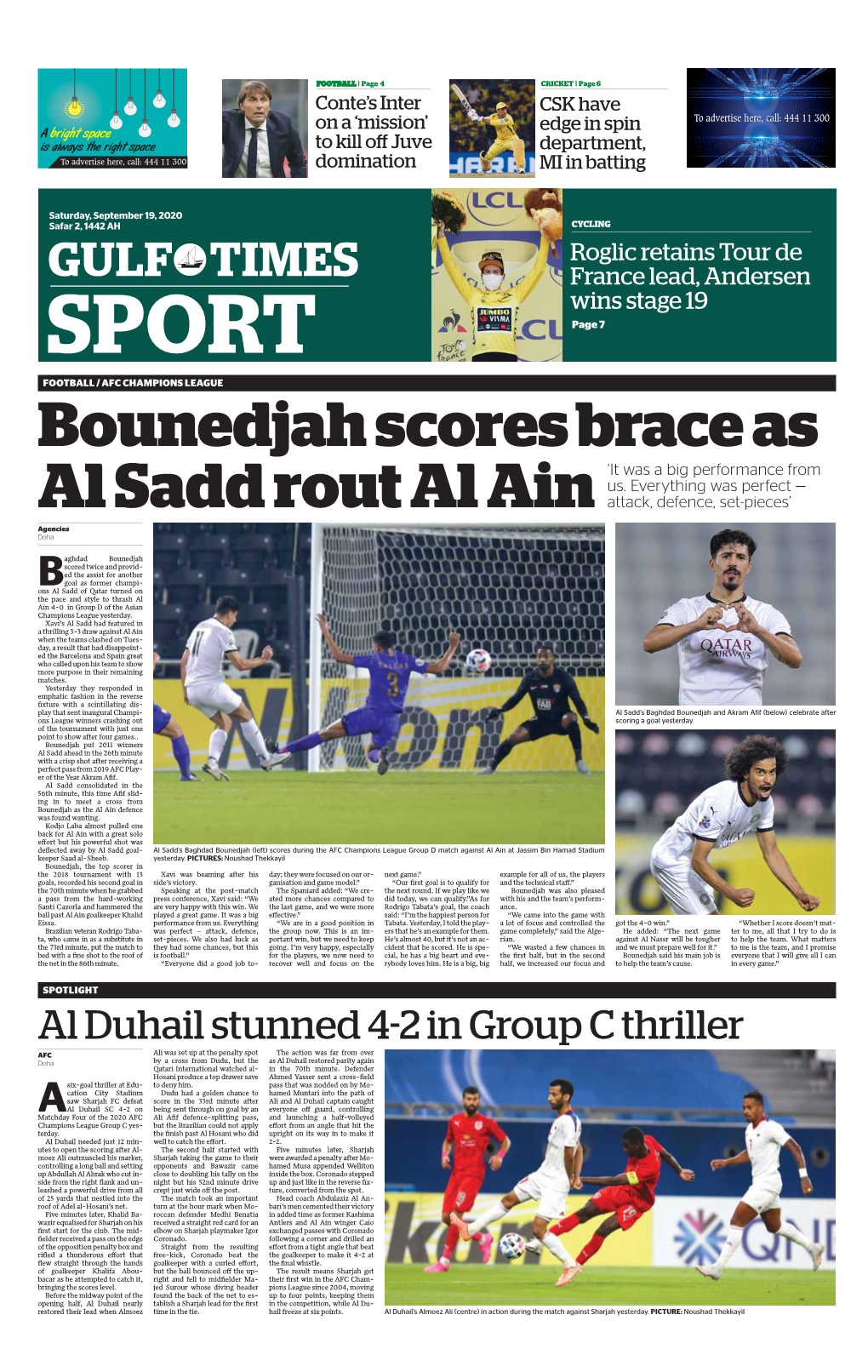 Bounedjah Scores Brace As Al Sadd Rout Al