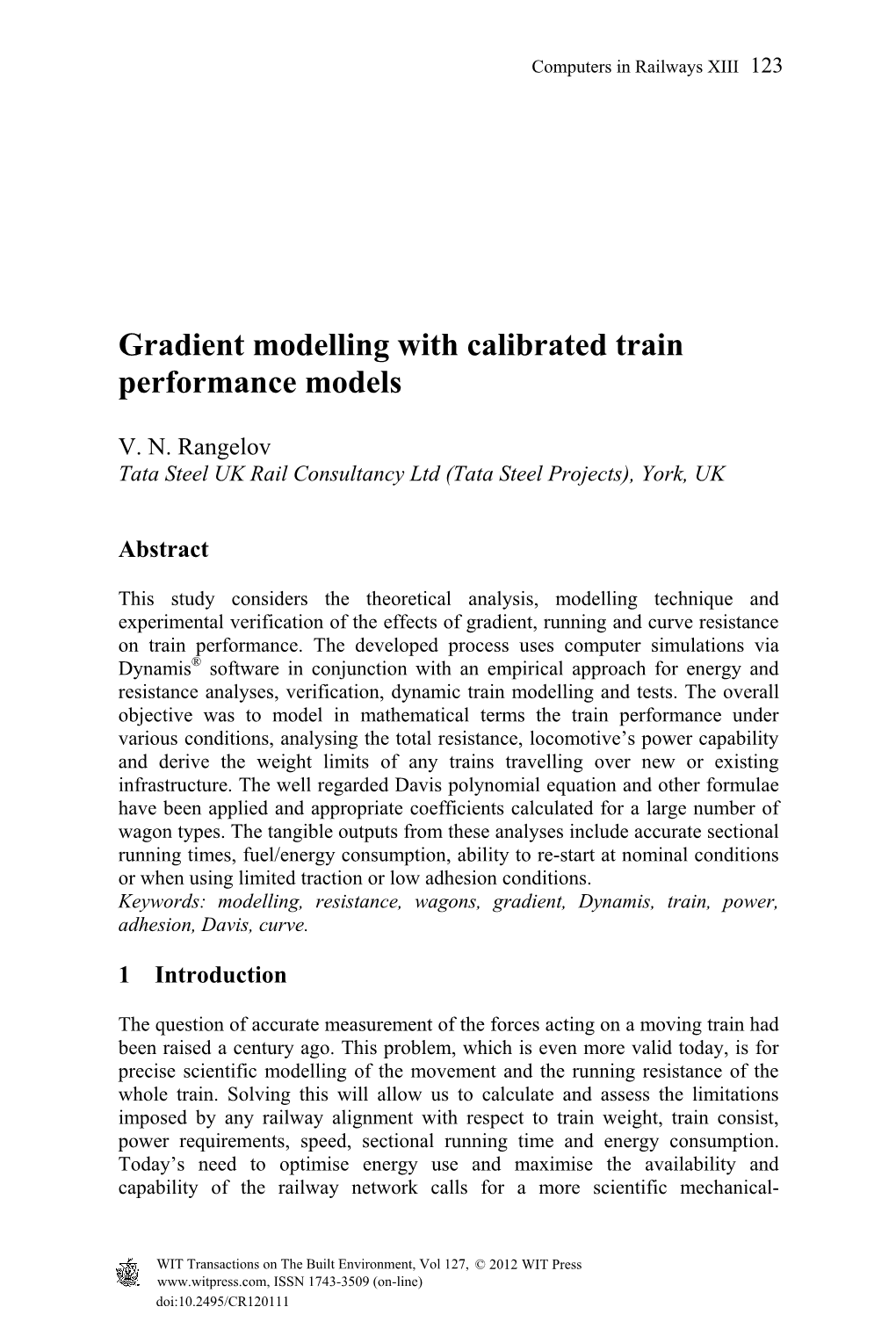 Gradient Modelling with Calibrated Train Performance Models