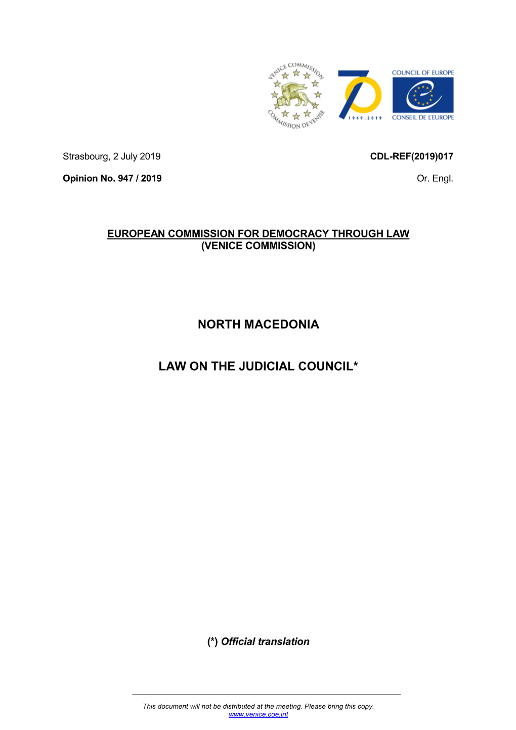North Macedonia Law on the Judicial Council*