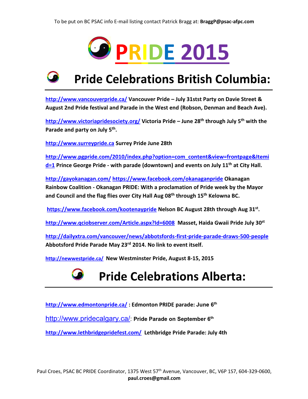 PRIDE 2015 Pride Celebrations British Columbia