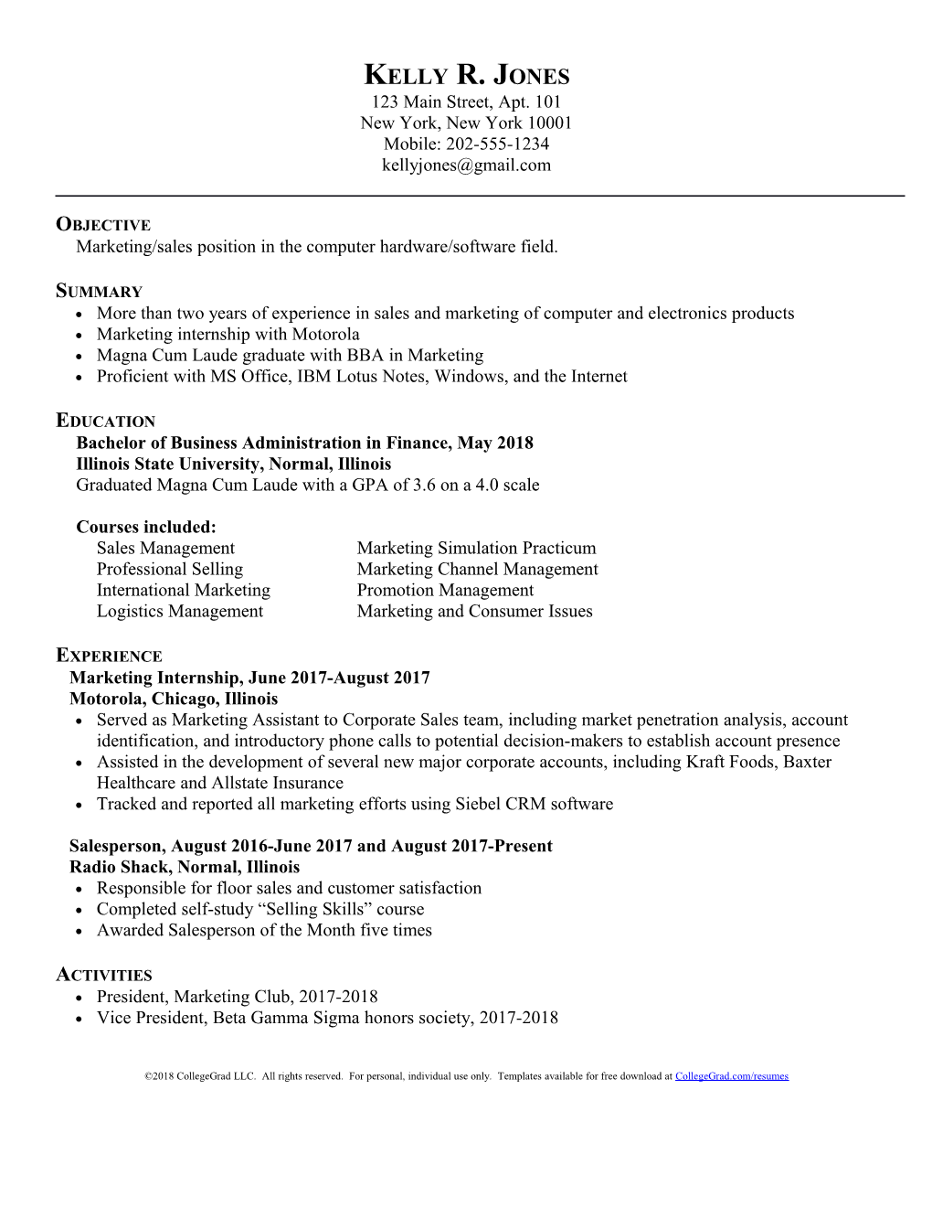 Collegegrad.Com Resume Template s5