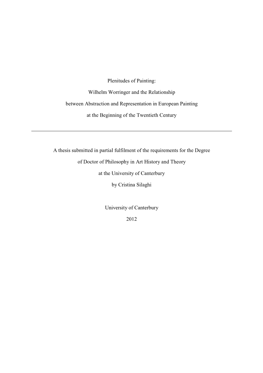 Wilhelm Worringer and the Relationship Between Abstraction and Representation in European Painting at Th