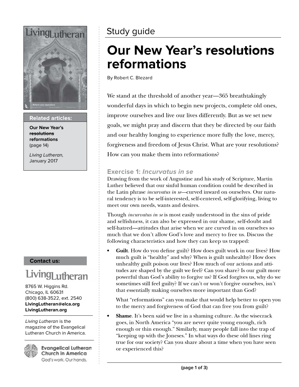 Our New Year's Resolutions Reformations