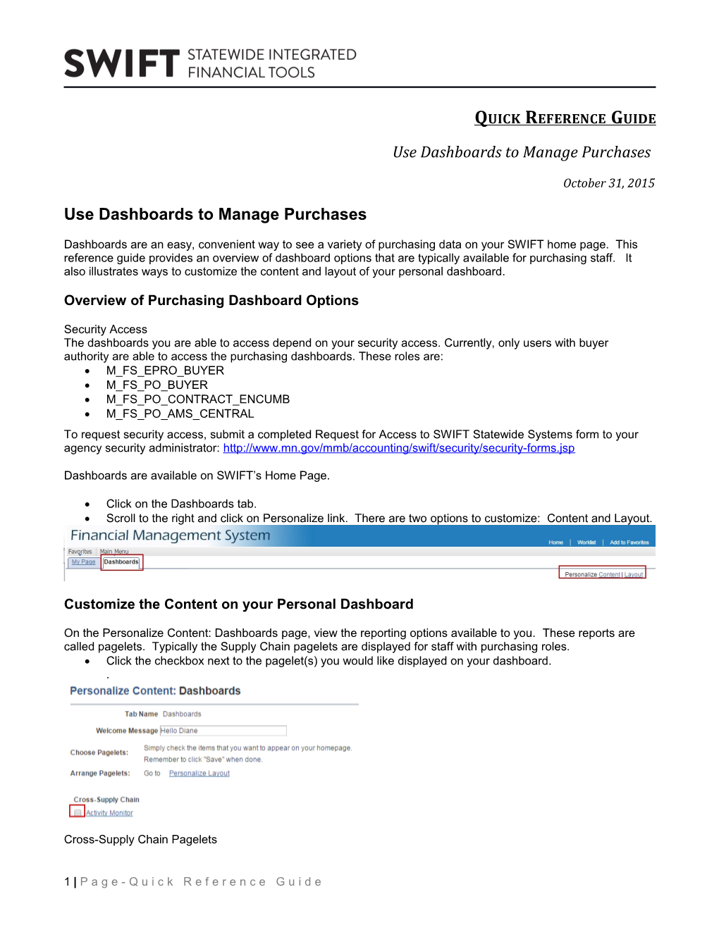 Use Dashboards to Manage Purchases