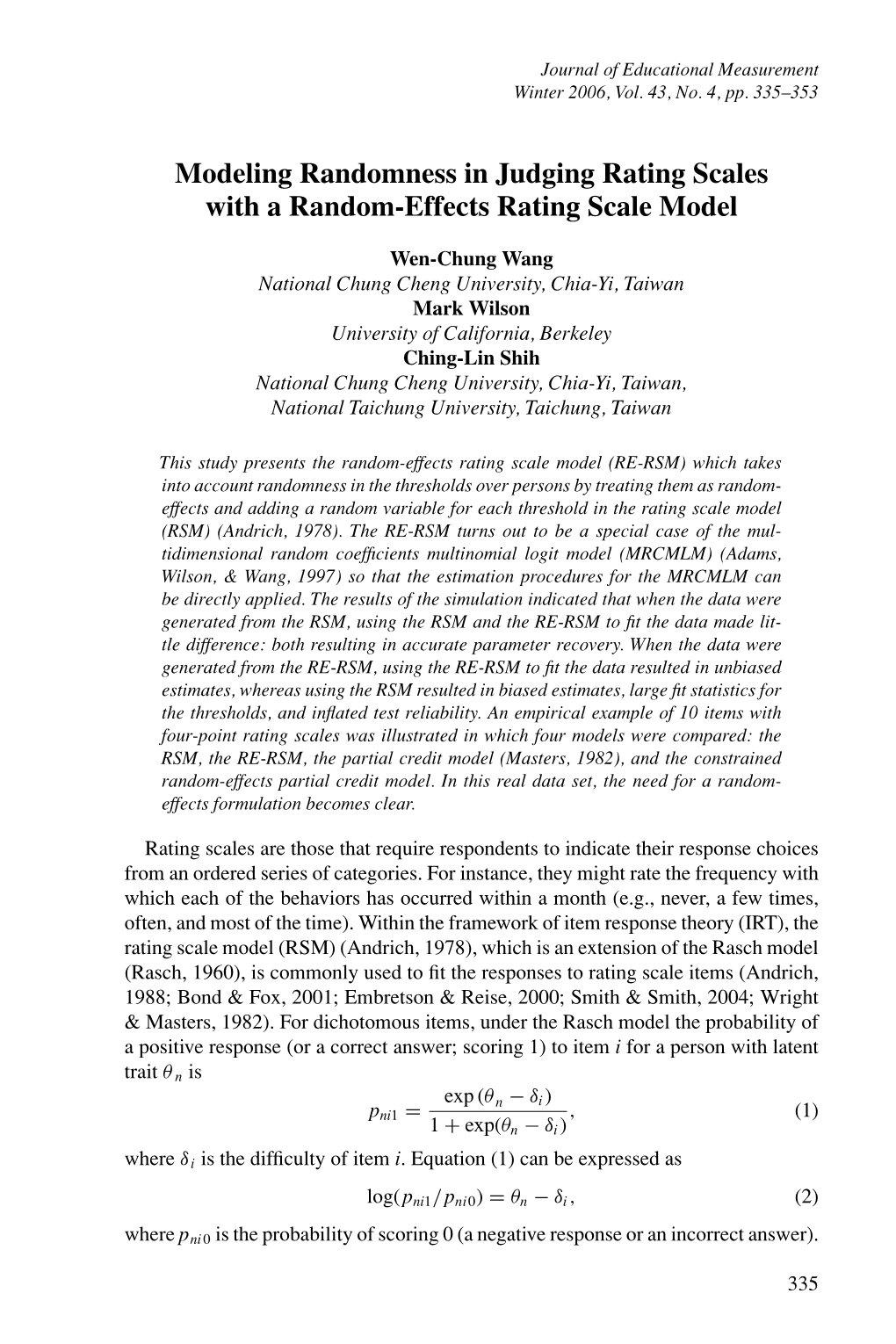 Modeling Randomness in Judging Rating Scales with a Random-Effects Rating Scale Model