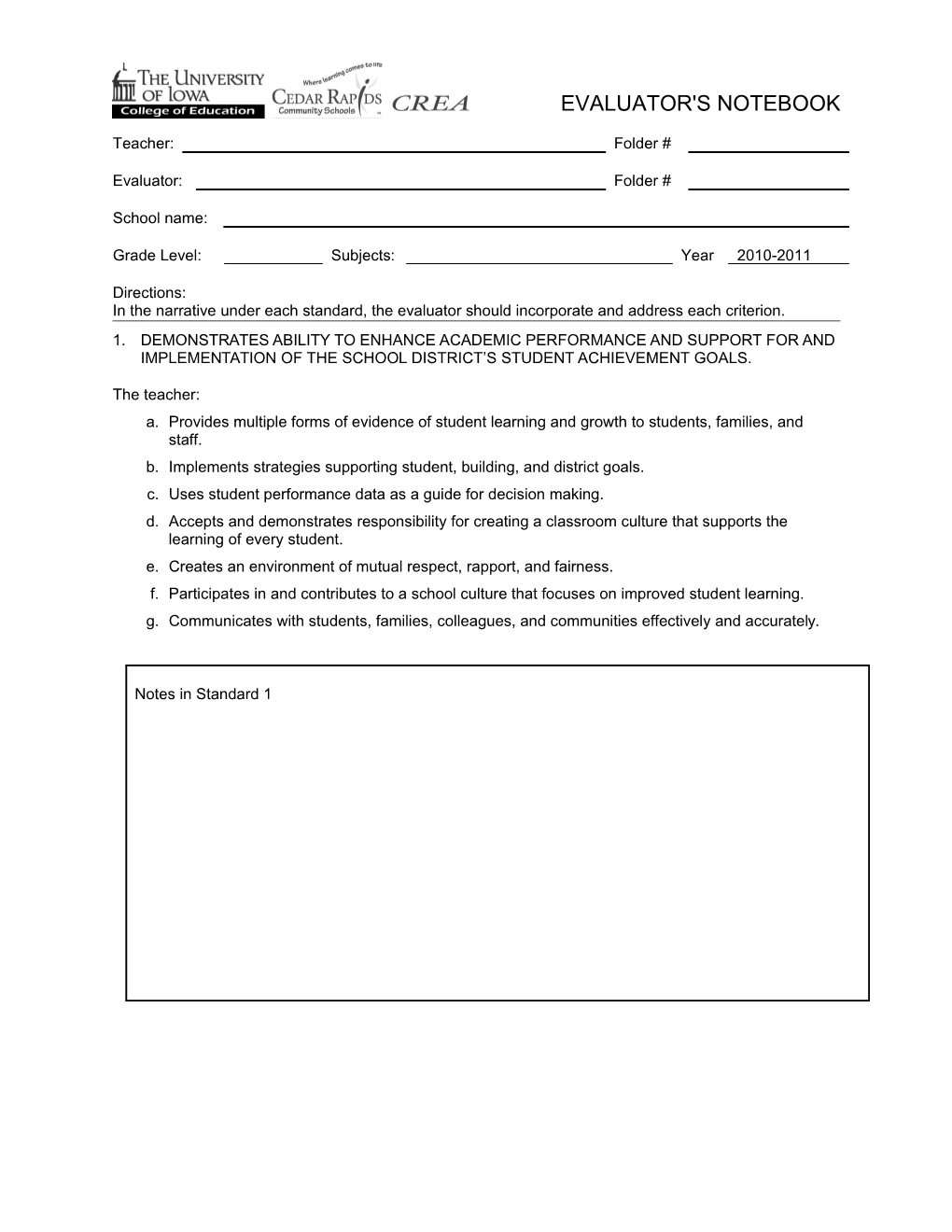 Summative Evaluation Form