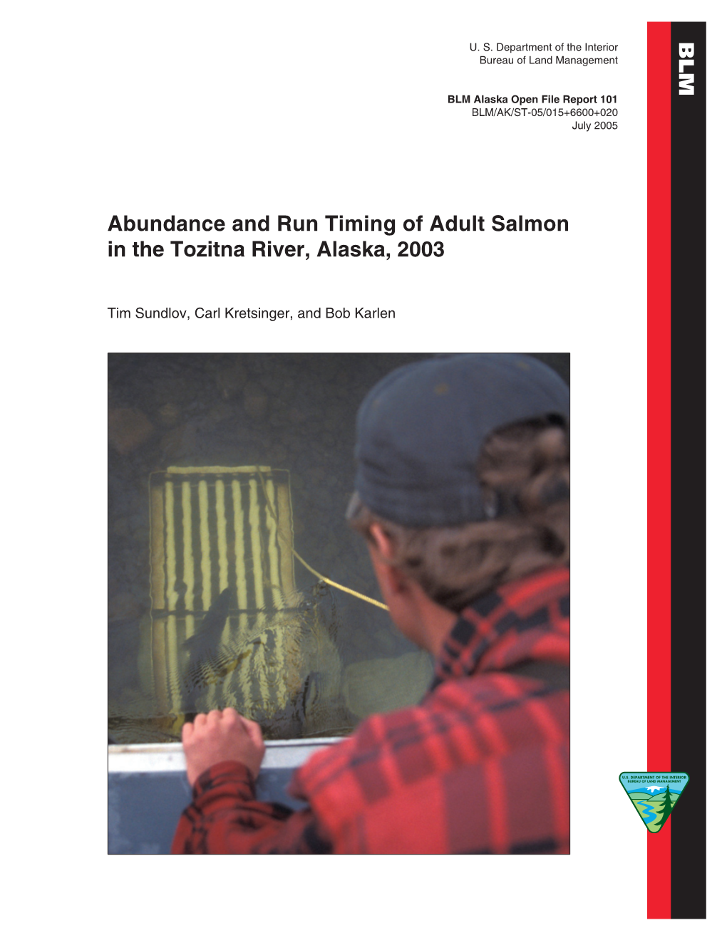 BLM Abundance and Run Timing of Adult Salmon in the Tozitna River, Alaska, 2003