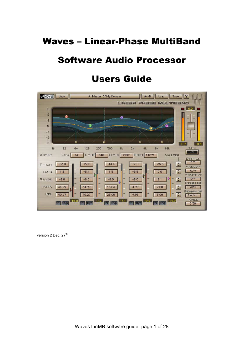 Linear-Phase Multiband Software Audio Processor Users Guide