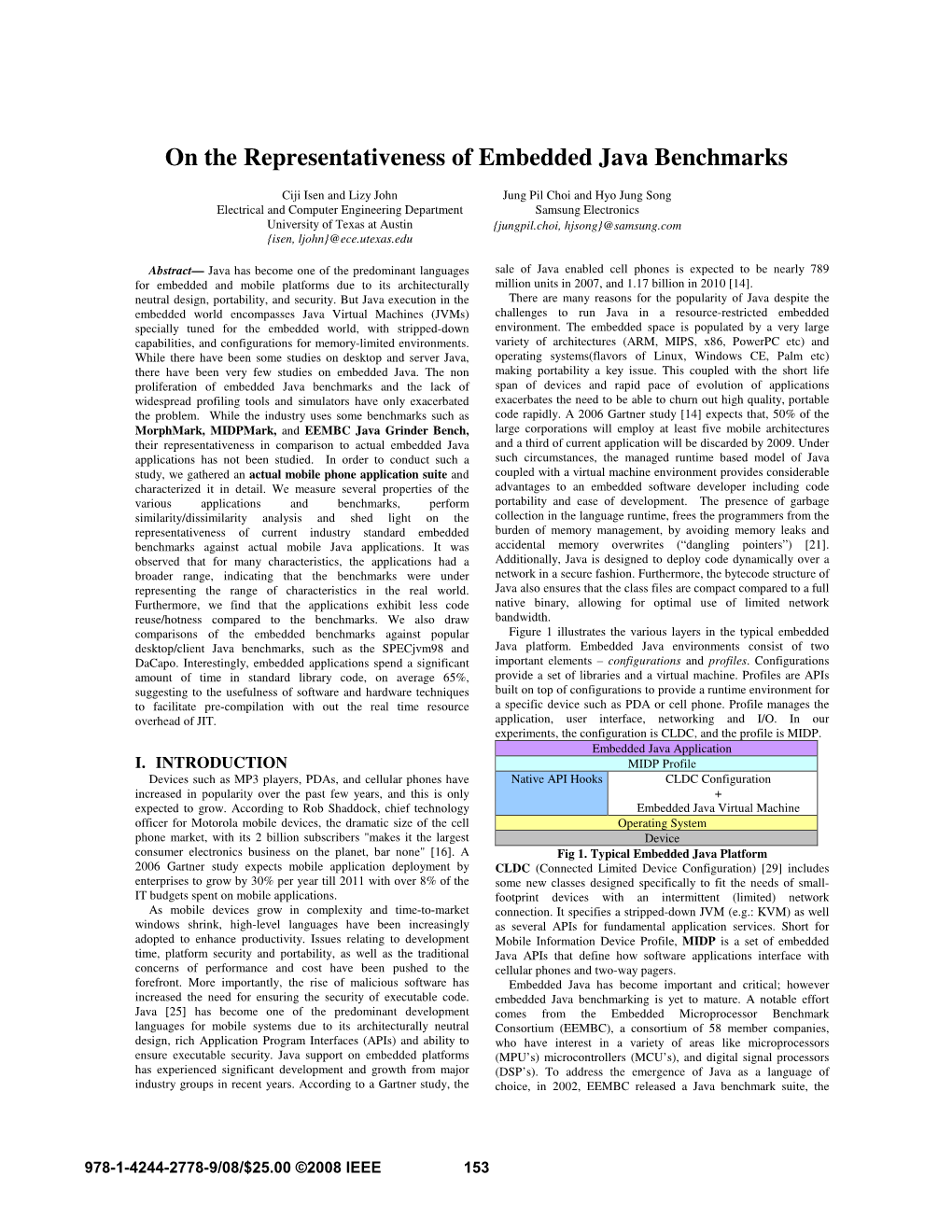 On the Representativeness of Embedded Java Benchmarks