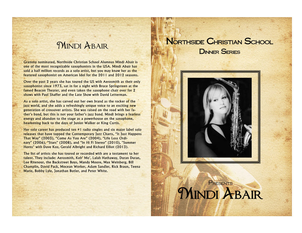 Mindi Abair Dinner Series