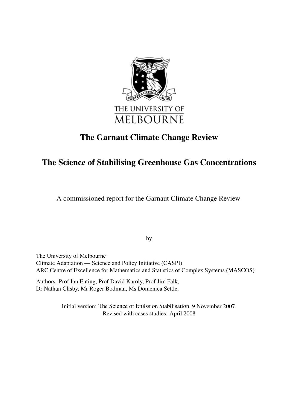 The Garnaut Climate Change Review the Science Of