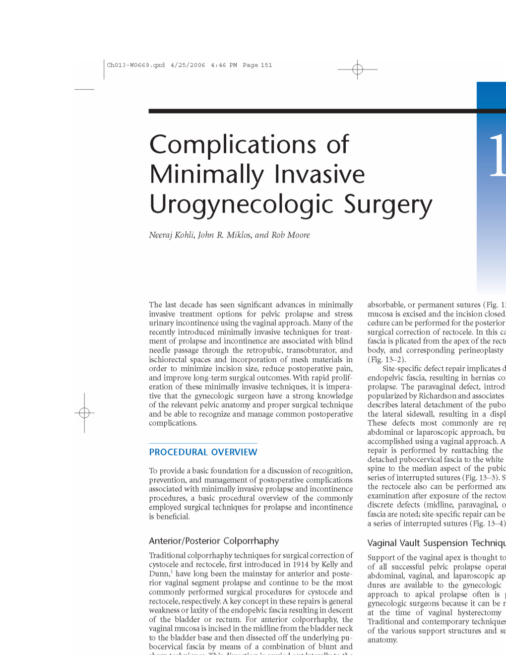 Complications of Minimally Invasive Urogynecologic Surgery
