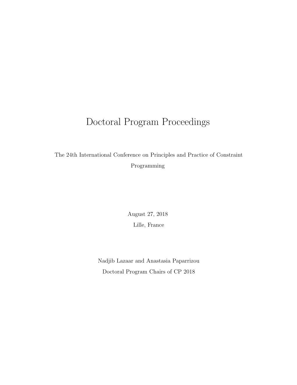 Doctoral Program Proceedings