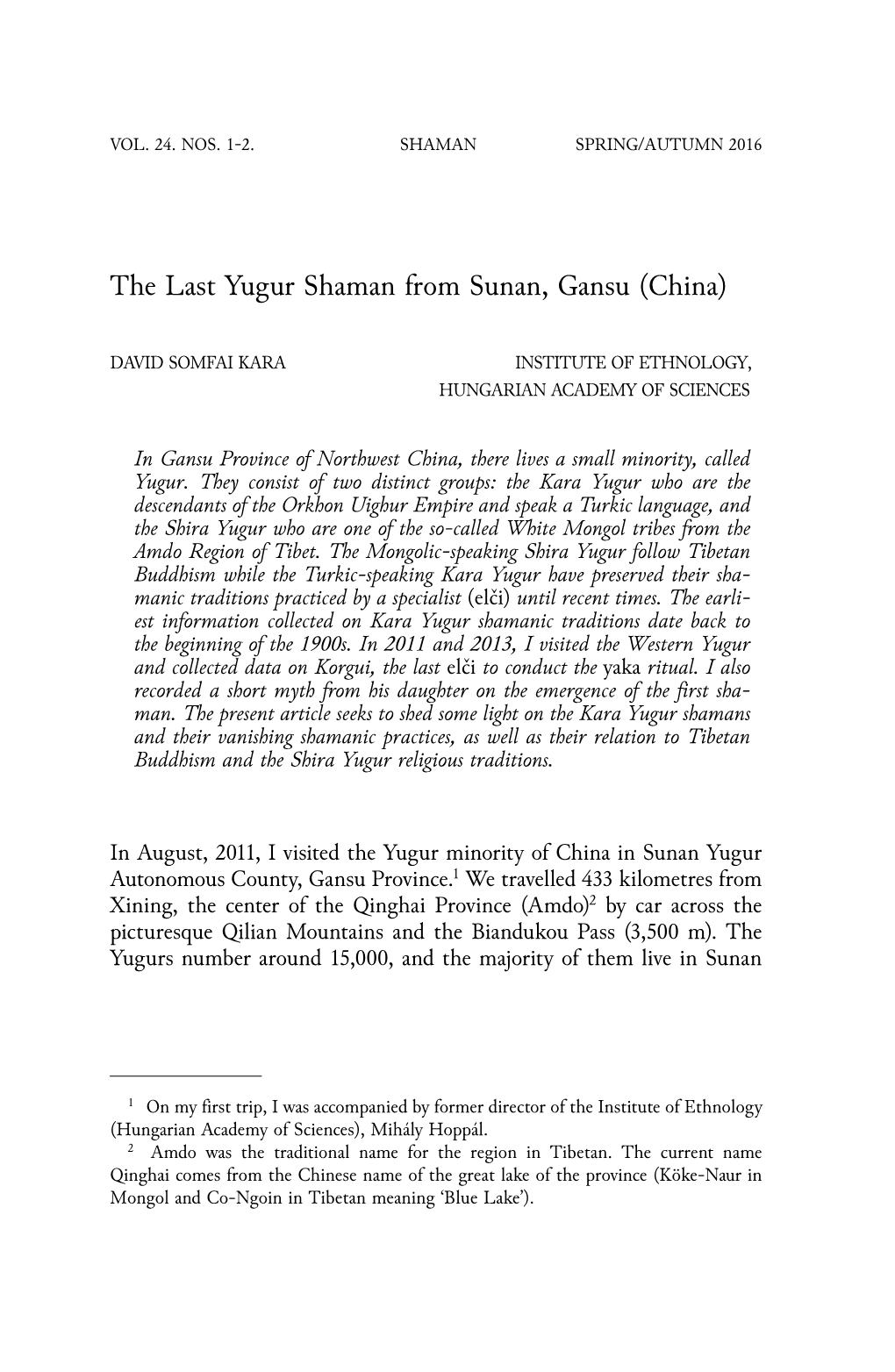 The Last Yugur Shaman from Sunan, Gansu (China)