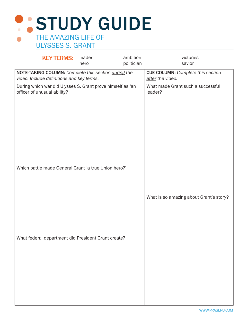 Study Guide the Amazing Life of Ulysses S