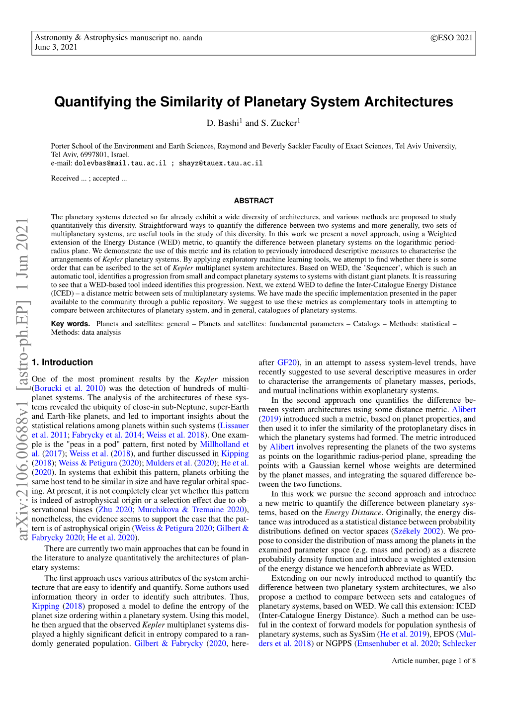 Quantifying the Similarity of Planetary System Architectures D