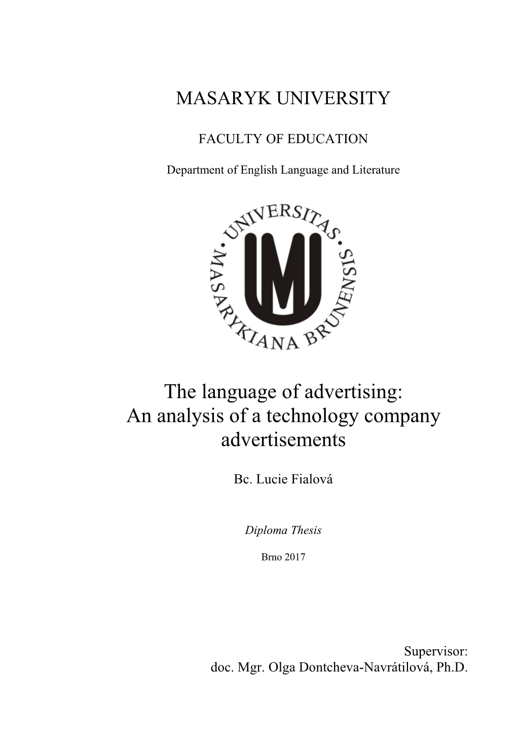 The Language of Advertising: an Analysis of a Technology Company Advertisements
