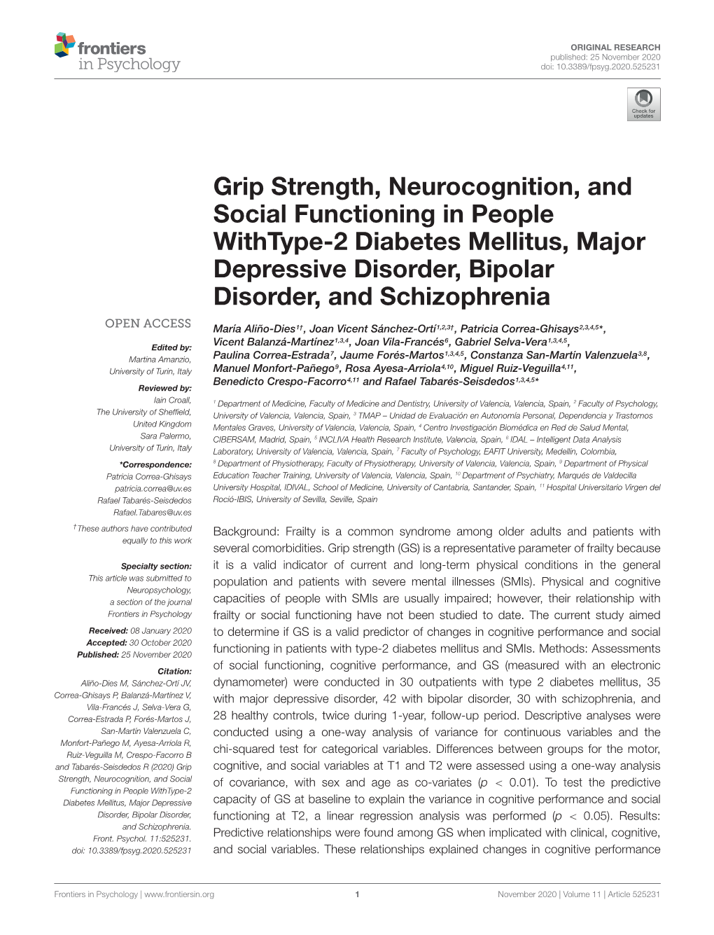 Grip Strength, Neurocognition, and Social Functioning in People Withtype-2 Diabetes Mellitus, Major Depressive Disorder, Bipolar Disorder, and Schizophrenia