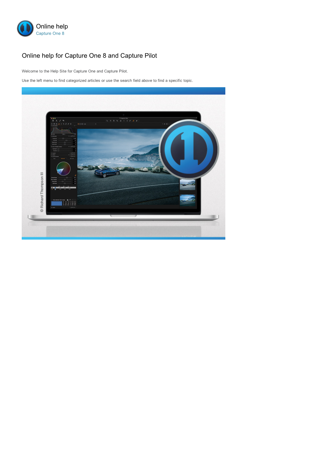 Online Help Online Help for Capture One 8 and Capture Pilot