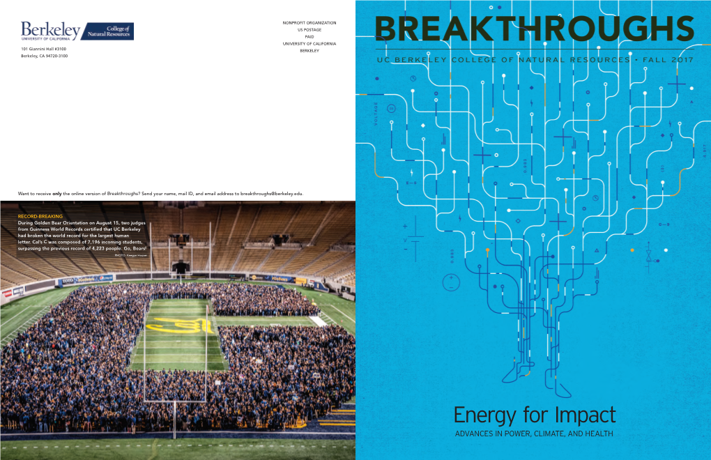 Energy for Impact ADVANCES in POWER, CLIMATE, and HEALTH LETTER from the DEAN