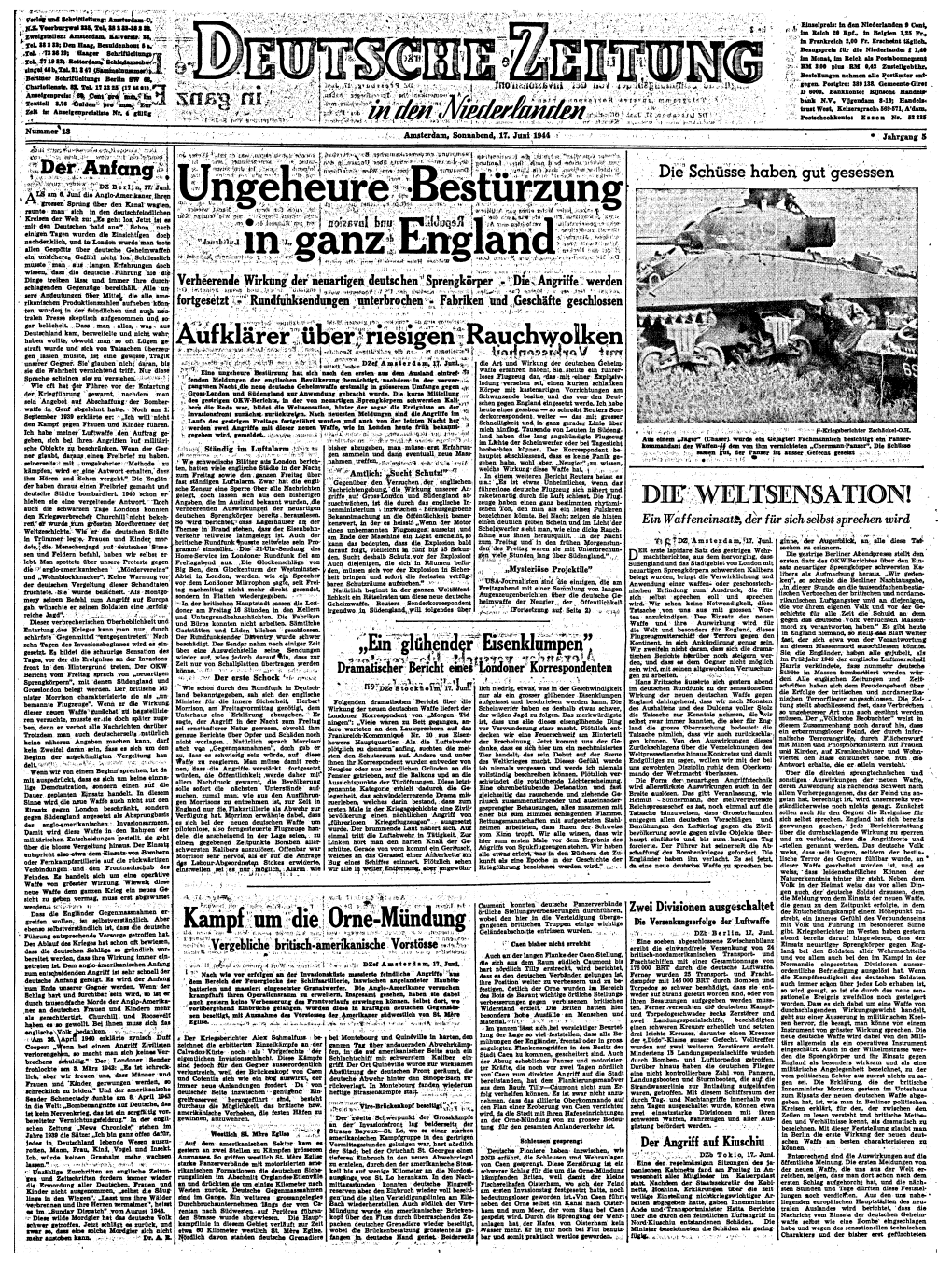 Deutsche Zeitung in Den Niederlanden 52235 Nummer 13 Amsterdam, Sonnabend, 117