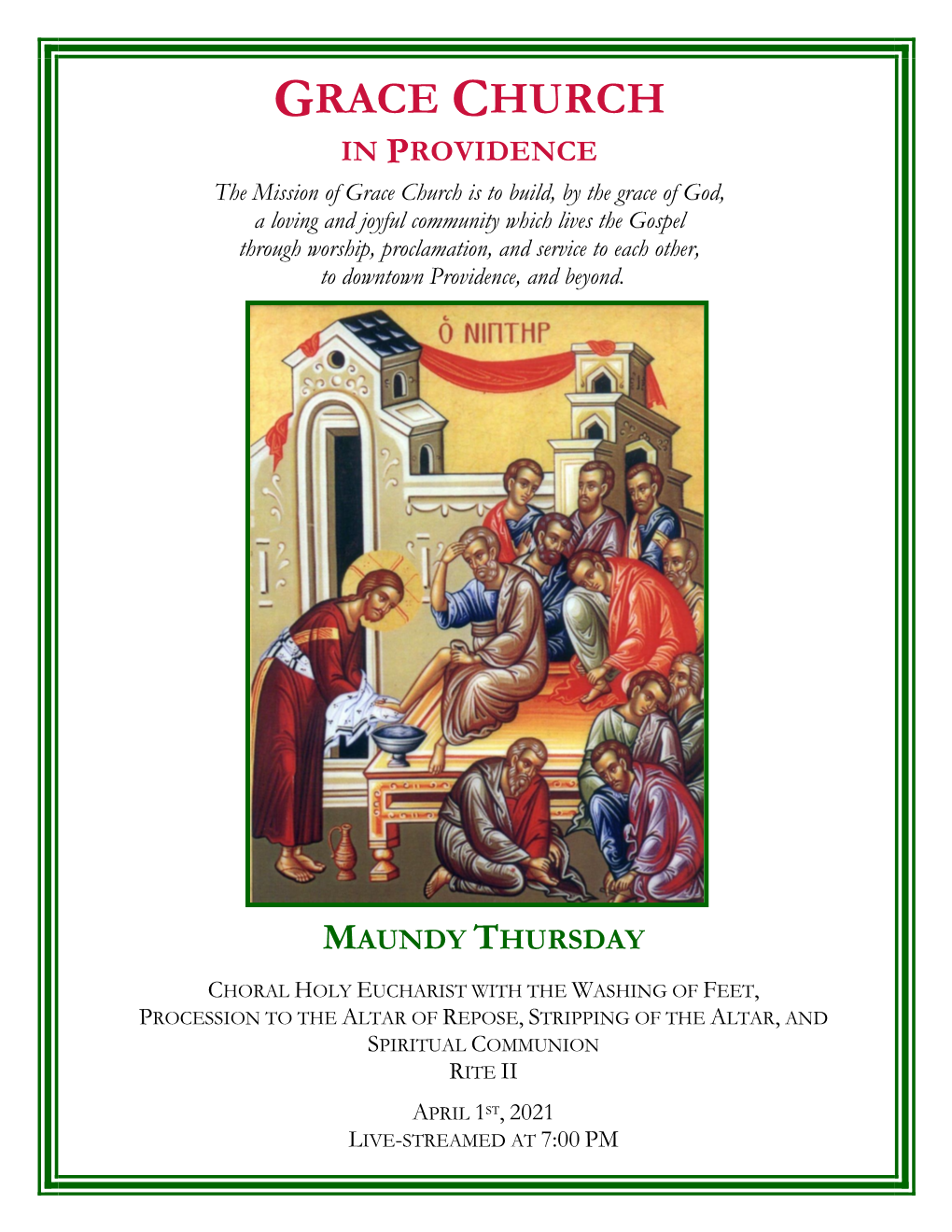 The Order of Service for Maundy Thursday