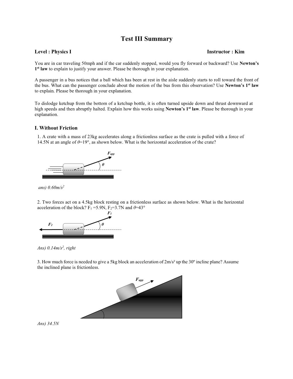 Test III Summary