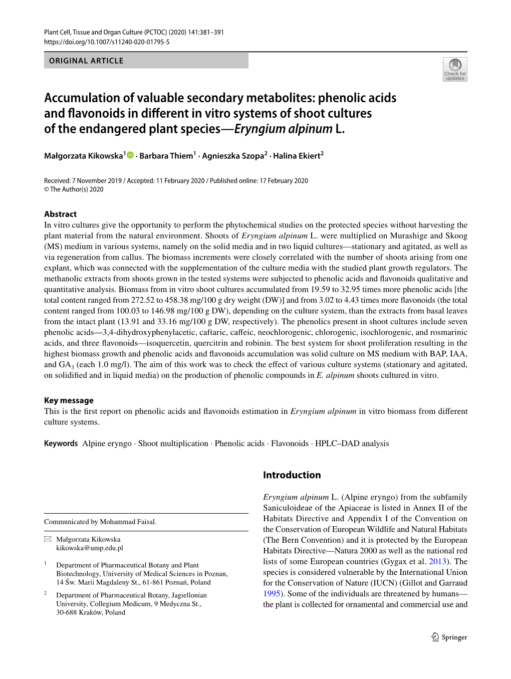 Phenolic Acids and Flavonoids in Different in Vitro Systems Of