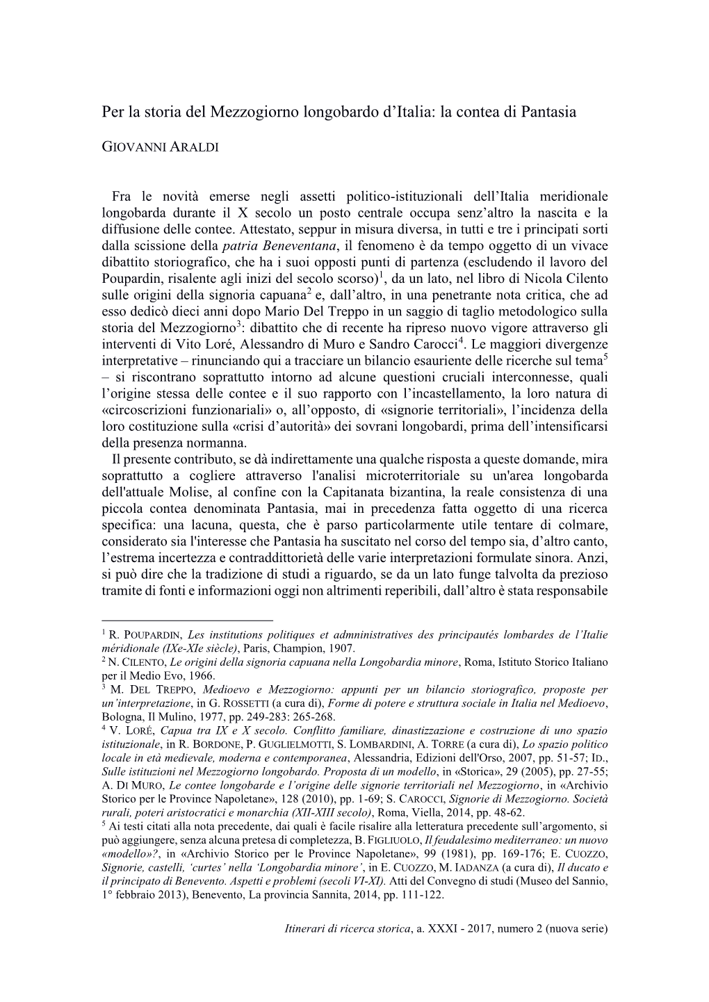 Per La Storia Del Mezzogiorno Longobardo D'italia: La Contea Di