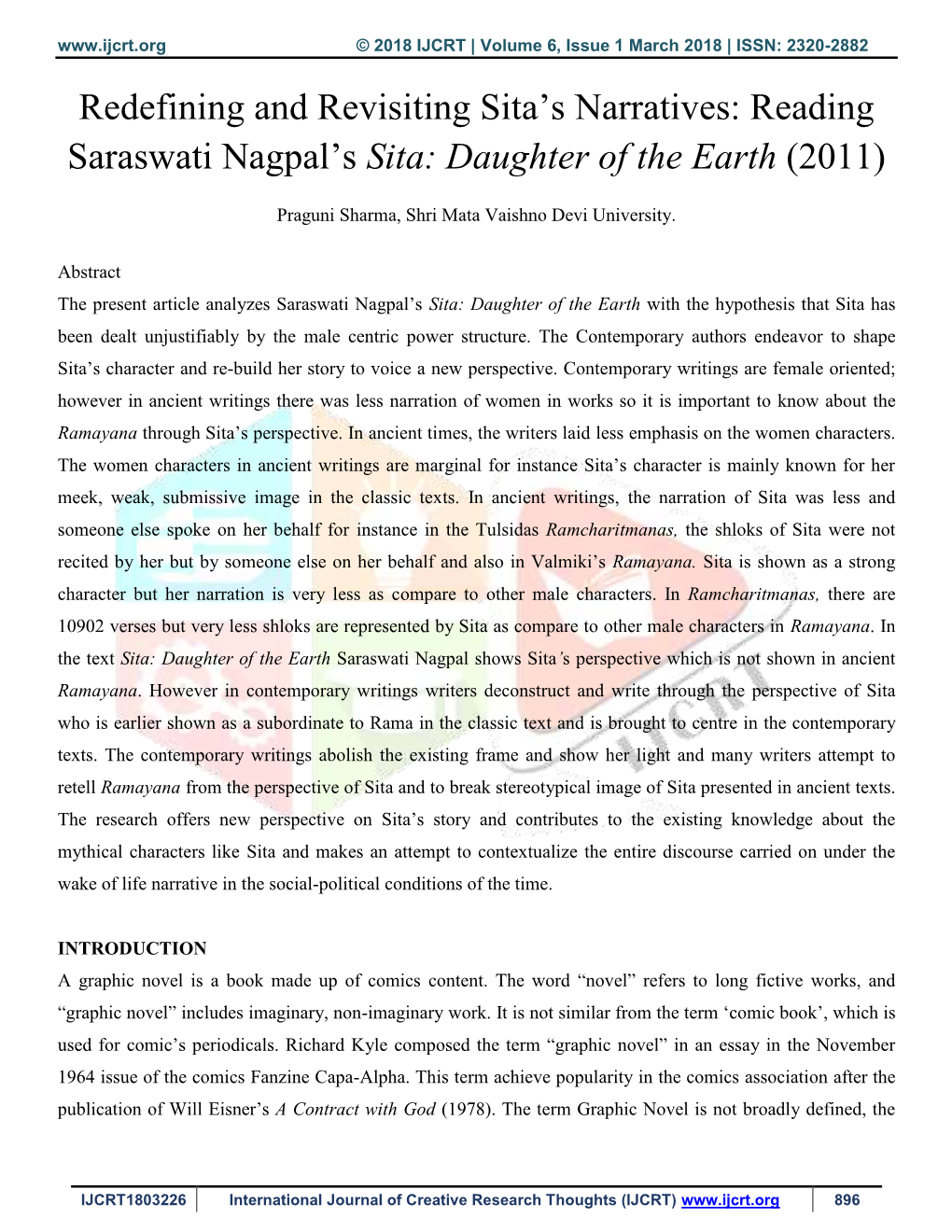Reading Saraswati Nagpal's Sita