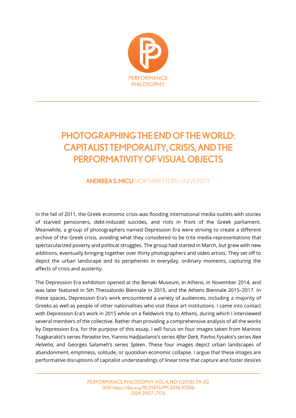 Photographing the End of the World: Capitalist Temporality, Crisis, and the Performativity of Visual Objects