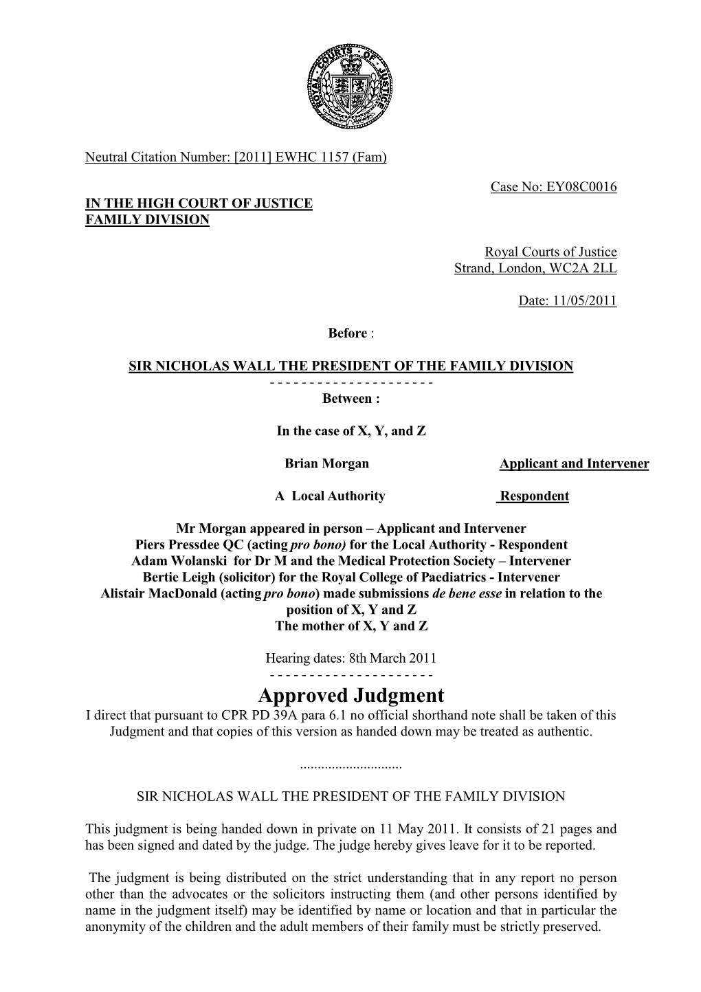 Approved Judgment