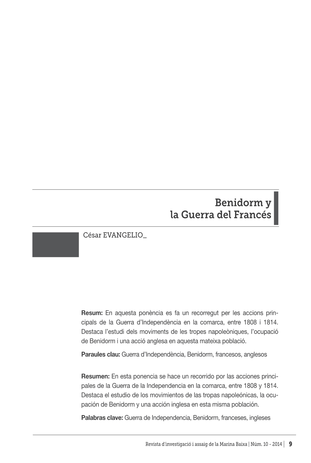 Benidorm Y La Guerra Del Francés