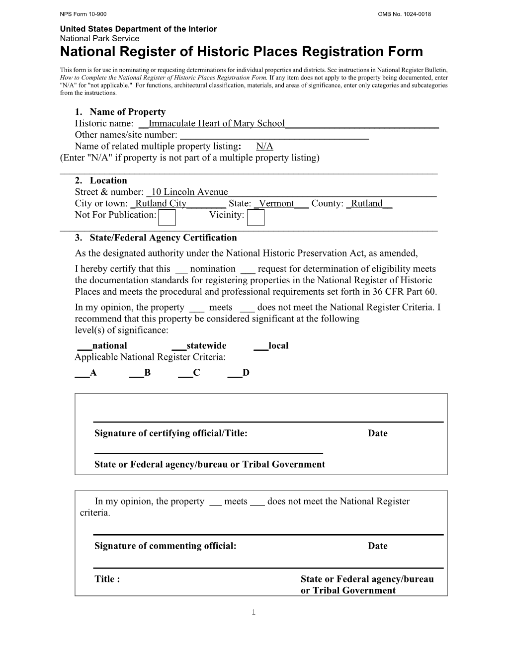 National Register of Historic Places Registration Form