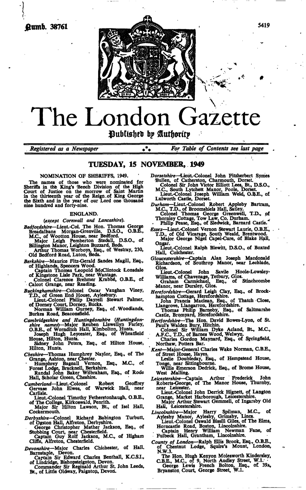 The London Gazette Jjubtteljr* Bf Sut&Wtrp