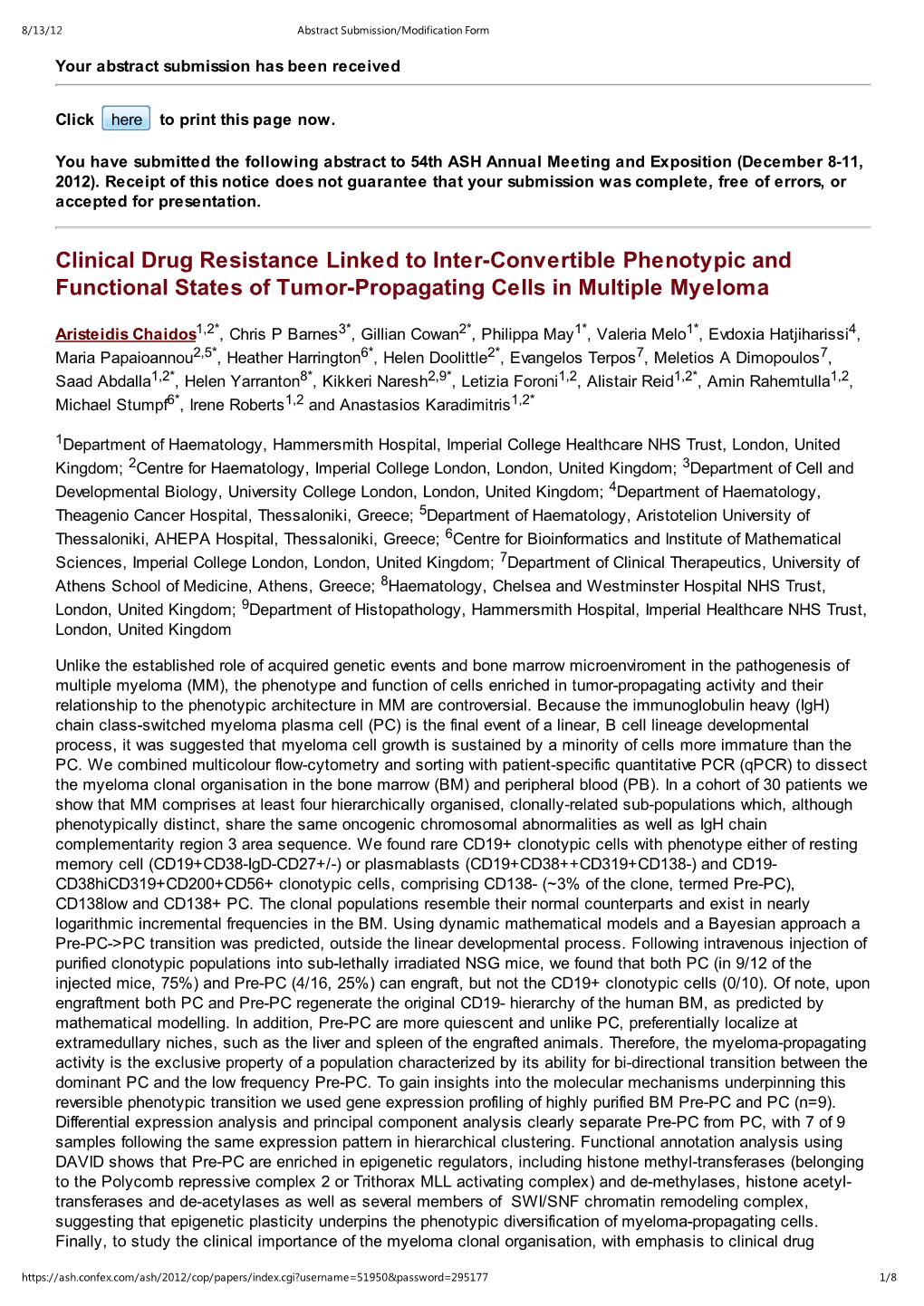 Clinical Drug Resistance Linked to Inter-Convertible Phenotypic and Functional States of Tumor-Propagating Cells in Multiple Myeloma