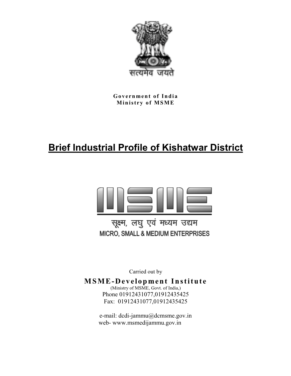 Brief Industrial Profile of Kishatwar District