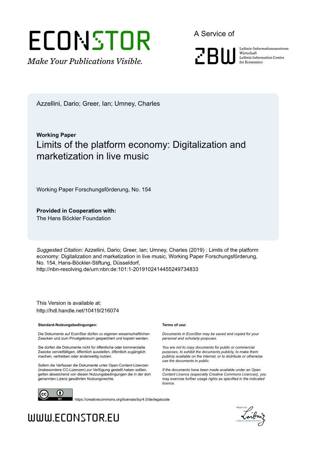 Limits of the Platform Economy. Digitalization And