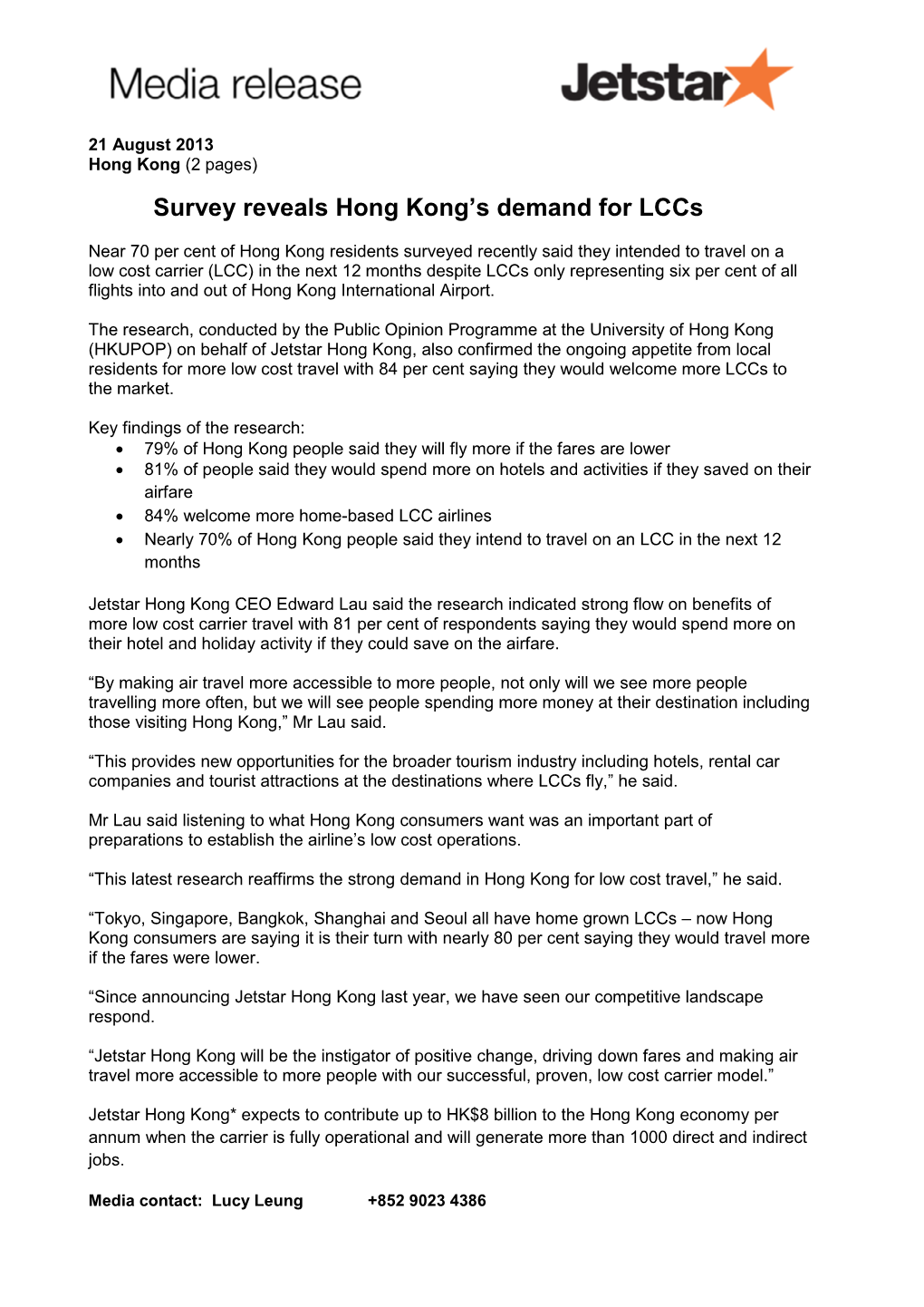 Survey Reveals Hong Kong's Demand for Lccs