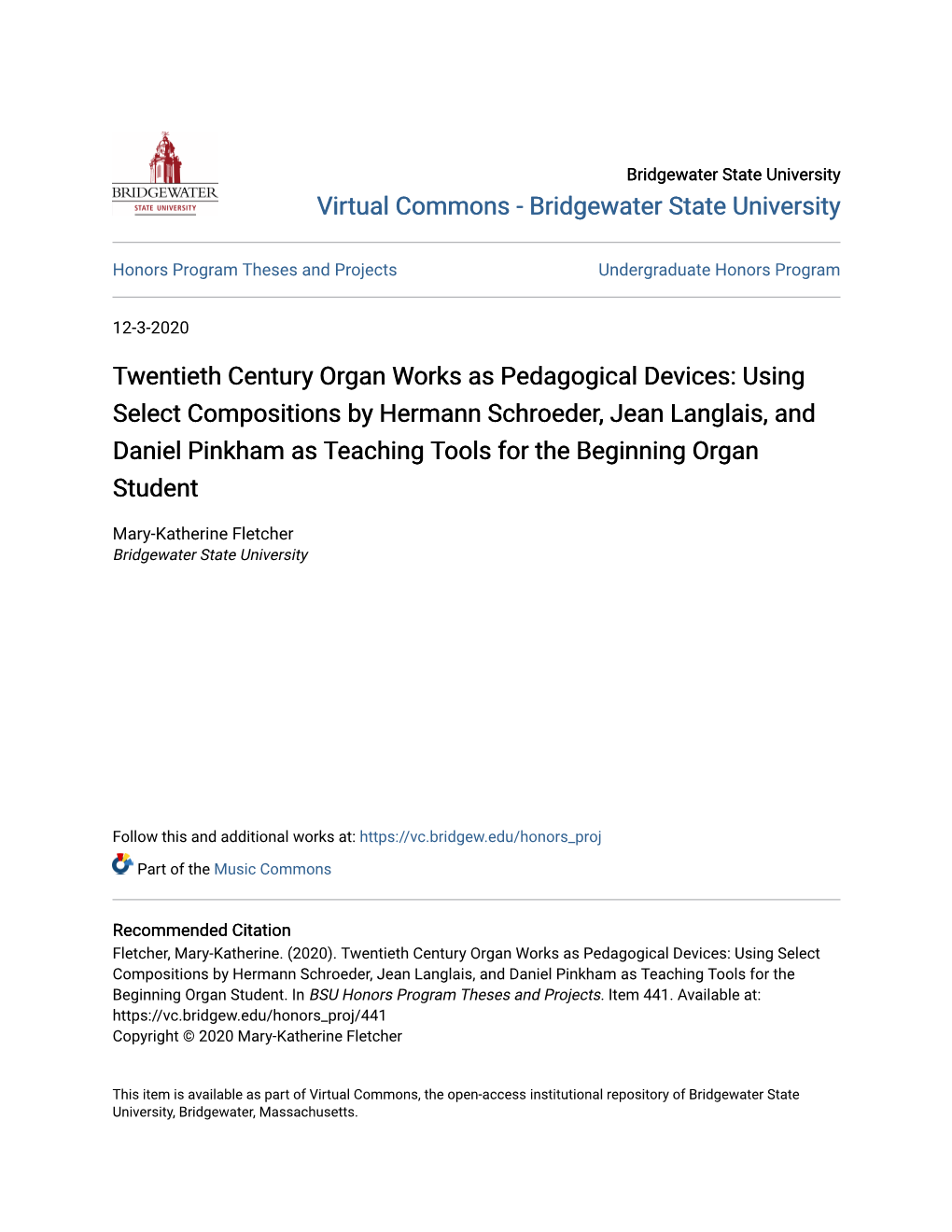 Twentieth Century Organ Works As Pedagogical Devices: Using Select