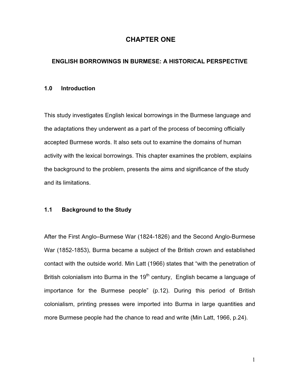 English Borrowings in the Burmese Language