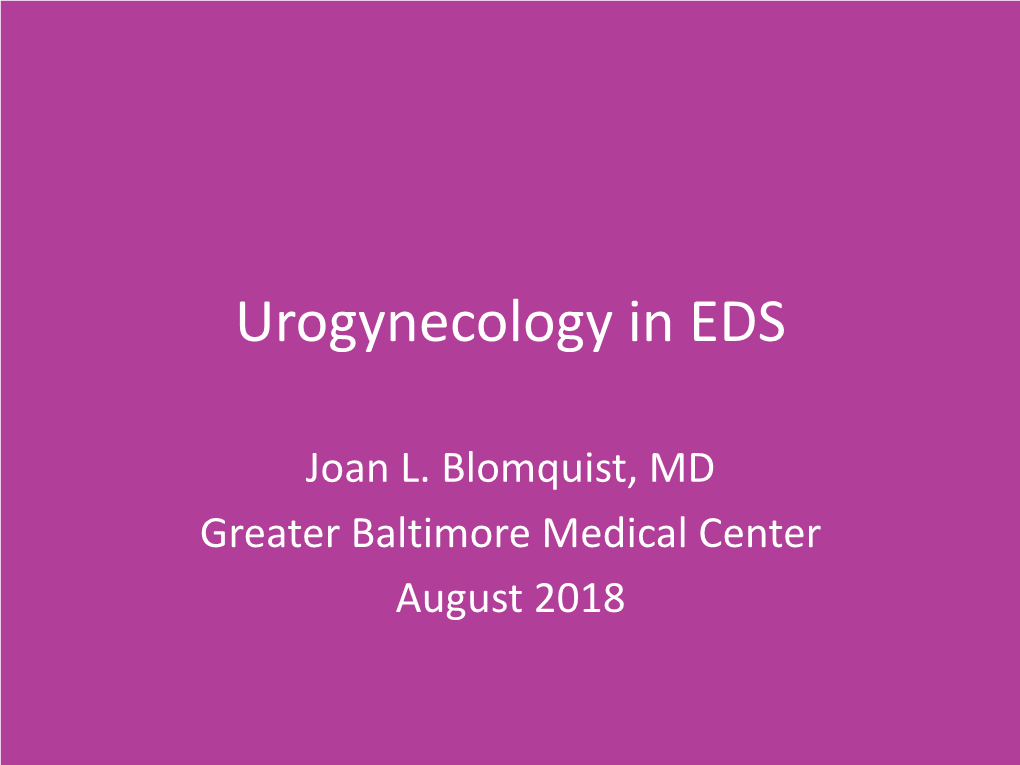 Urogynecology in EDS